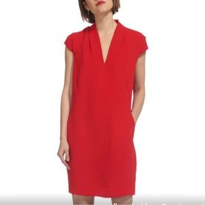 Whistles Paige V Neck Crepe Shift Dress size US6 (UK 10)